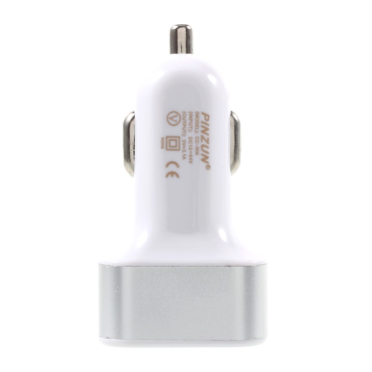 PINZUN 3.1A 3-Port USB Portable Car Charger for iPhone iPad Samsung HTC Sony Huawei LG - Silver Color-3