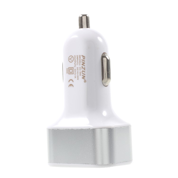 PINZUN 3.1A 3-Port USB Portable Car Charger for iPhone iPad Samsung HTC Sony Huawei LG - Silver Color-4