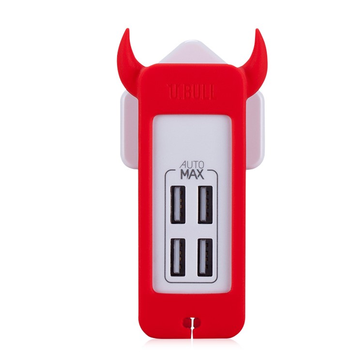 MOMAX U.Bull 4-port USB Travel Charger with US/UK/EU/AU Plugs - Red-2