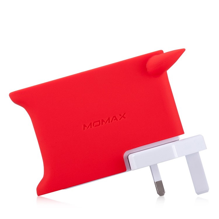 MOMAX U.Bull 4-port USB Travel Charger with US/UK/EU/AU Plugs - Red-6
