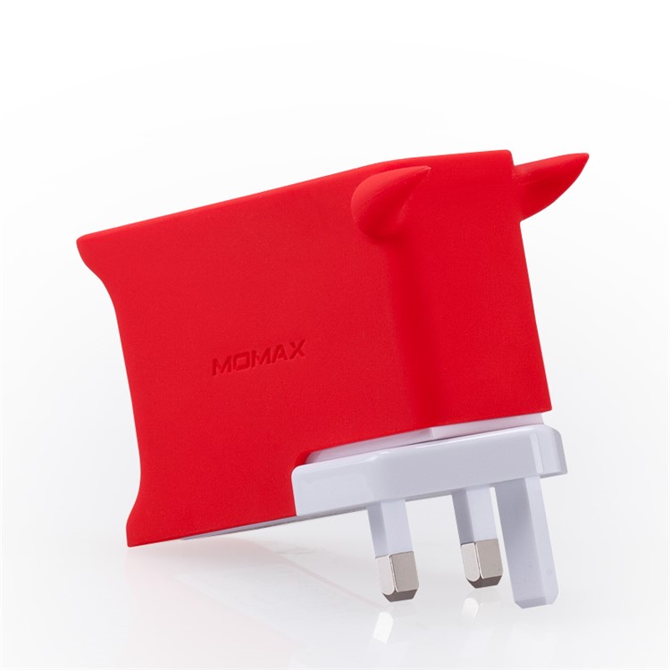 MOMAX U.Bull 4-port USB Travel Charger with US/UK/EU/AU Plugs - Red-7