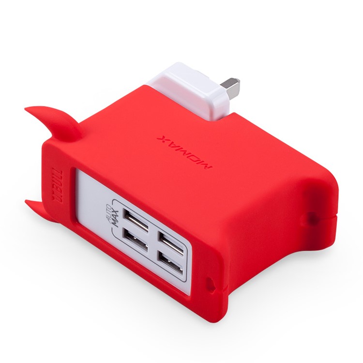 MOMAX U.Bull 4-port USB Travel Charger with US/UK/EU/AU Plugs - Red-8