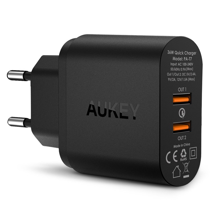 AUKEY 36W 2 Port Qualcomm Quick Charge 2.0 USB Wall Charger PA-T7 - EU Plug-2