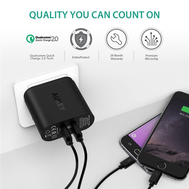 AUKEY 36W 2 Port Qualcomm Quick Charge 2.0 USB Wall Charger PA-T7 - EU Plug-9