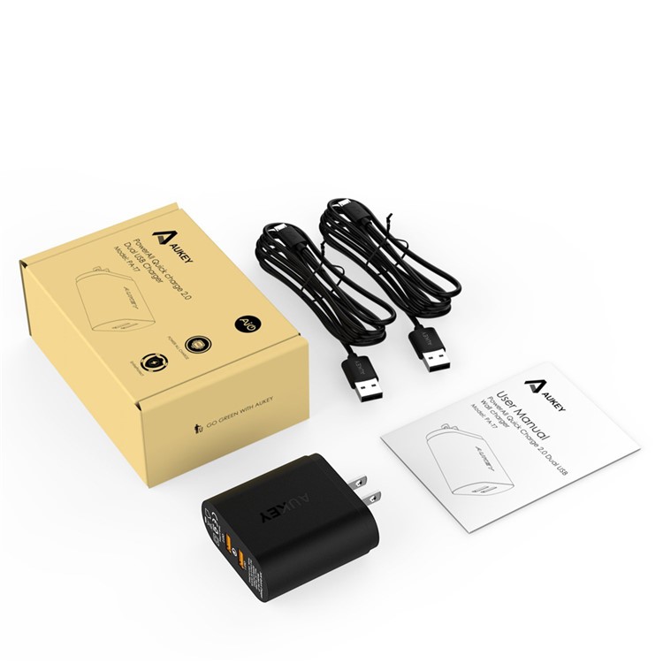 AUKEY 36W 2 Port Qualcomm Quick Charge 2.0 USB Wall Charger PA-T7 - US Plug-7
