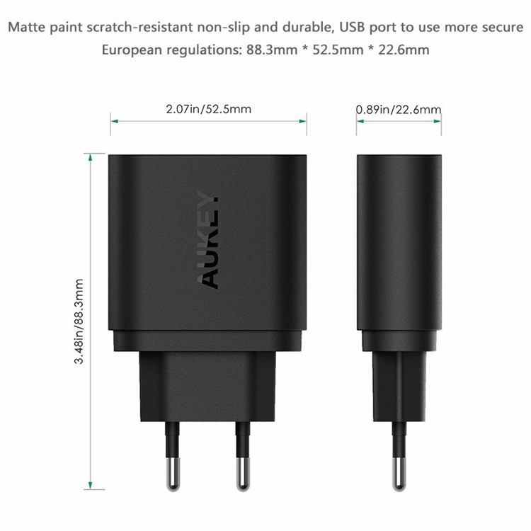 AUKEY PA-T9 18W USB Wall Charger Support Qualcomm Quick Charge 3.0 - EU Plug-3