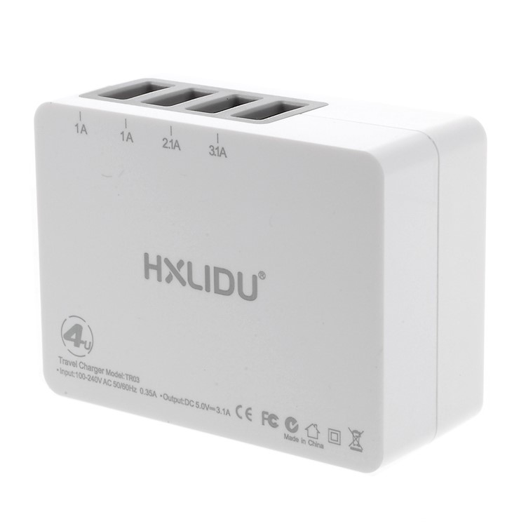 HXLIDU 3.1A 4-Potrt USB Travel Charger Adapter with Foldable US Plug RoHS/FCC/LVD/EMC Certified-3