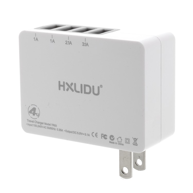 HXLIDU 3.1A 4-Potrt USB Travel Charger Adapter with Foldable US Plug RoHS/FCC/LVD/EMC Certified-5