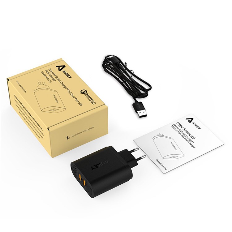 AUKEY PA-T16 36W 2-Port USB Wall Charger with Quick Charge 3.0 & AiPower - EU Plug-4