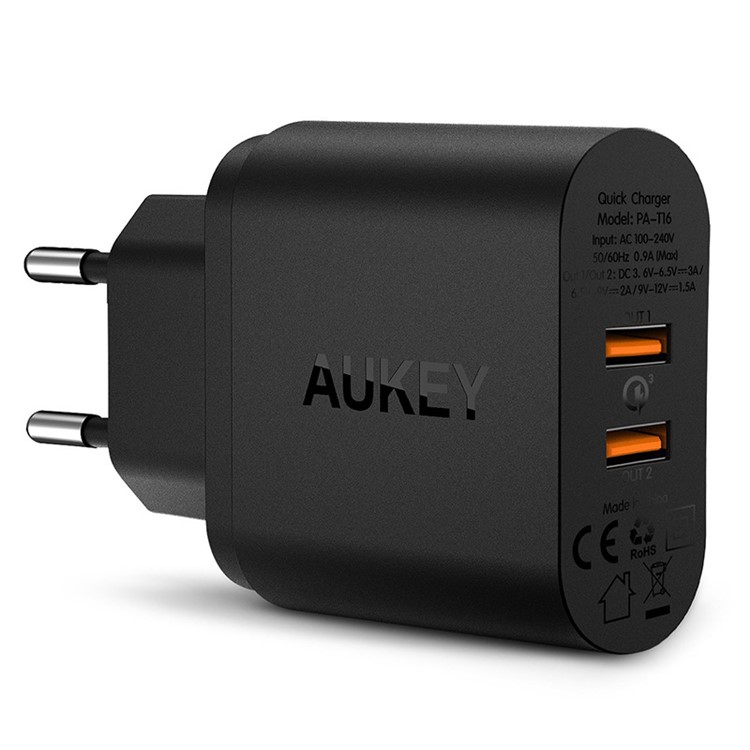 AUKEY PA-T16 36W 2-Port USB Wall Charger with Quick Charge 3.0 & AiPower - EU Plug-5