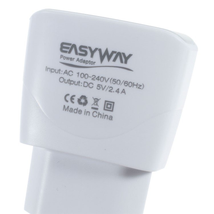 2.4A Dual USB Travel Wall Charger Adapter with USB Cable - EU Plug-3
