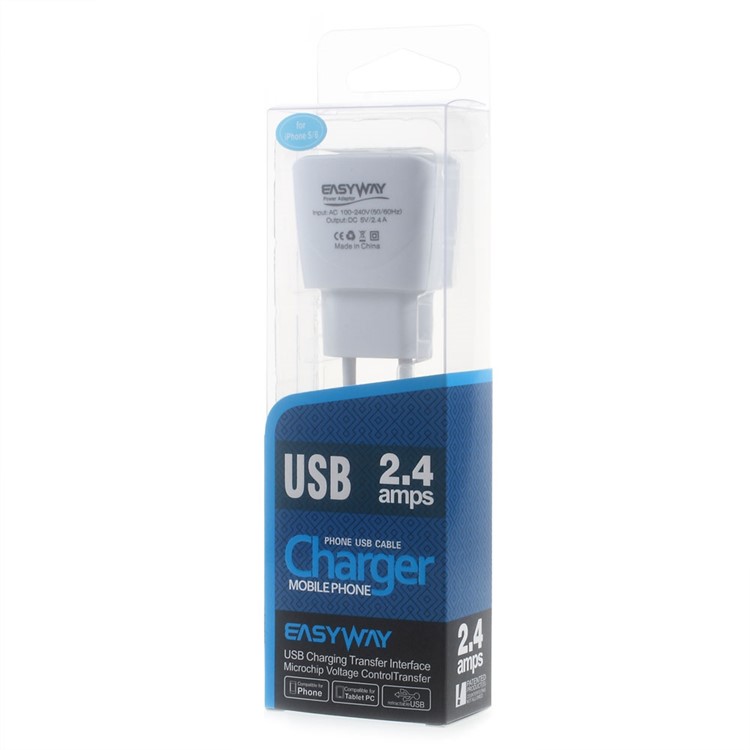 2.4A Dual USB Travel Wall Charger Adapter with USB Cable - EU Plug-7