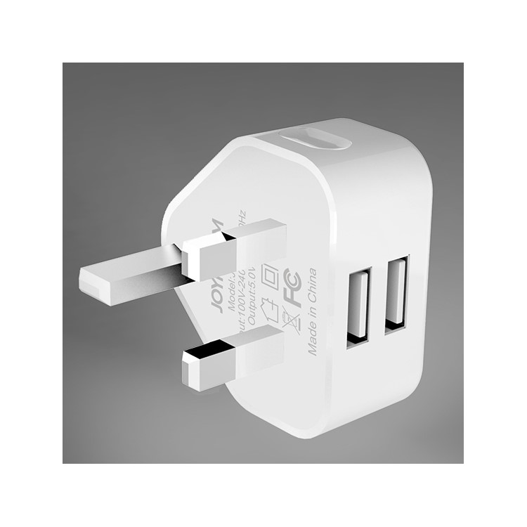 JOYROOM JR-L206 2.4A Dual USB Ports Wall Charger Adapter - UK Plug-1