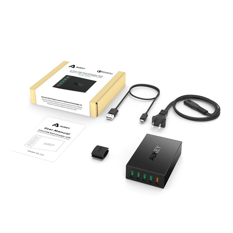 AUKEY 5-Port USB Wall Charger with Quick Charge 3.0 & AIPower (PA-T15) - EU Plug-10