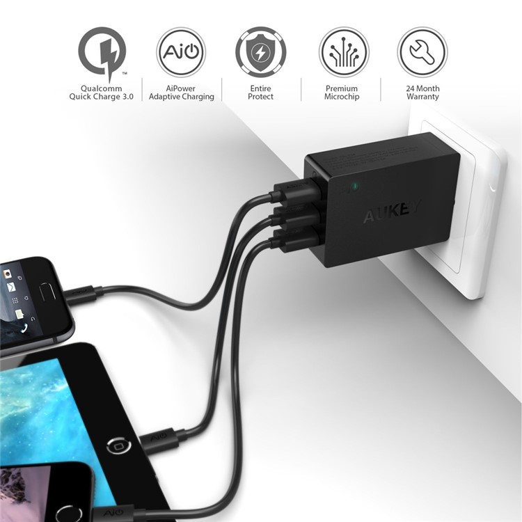 AUKEY PA-T14 3-port Wall Charger with Quick Charge 3.0 & AIPower - EU Plug-4