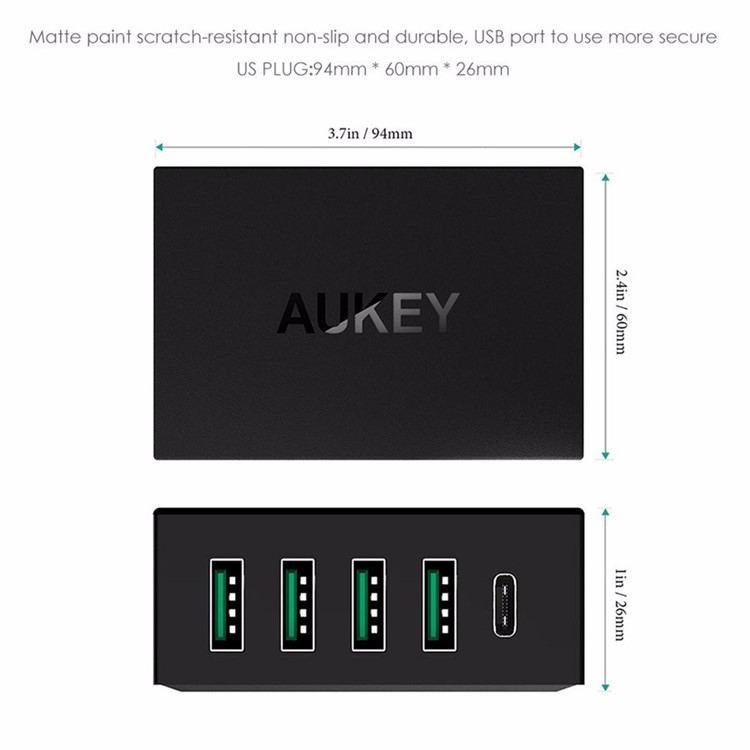 AUKEY PA-Y5 5-port 4 Micro USB Ports + 1 Type-C Port Wall Charger with Quick Charge 3.0 & AIPower - UK Plug-2