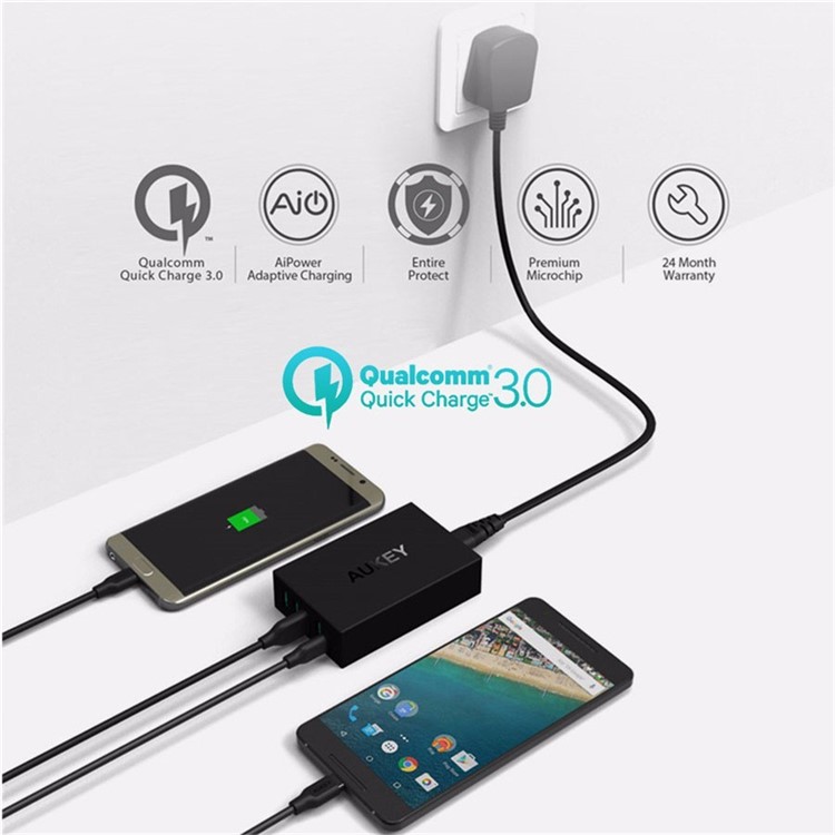AUKEY PA-Y5 5-port 4 Micro USB Ports + 1 Type-C Port Wall Charger with Quick Charge 3.0 & AIPower - UK Plug-4