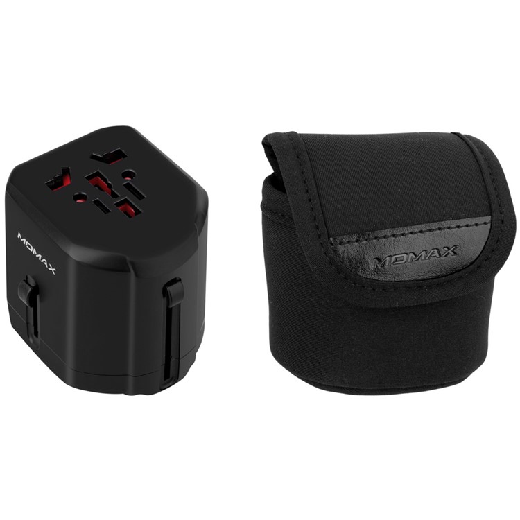 MOMAX 1-World AC Dual USB Travel Adapter with EU/US/UK/AU Plugs (CE/RoHS/FCC) - Black-10