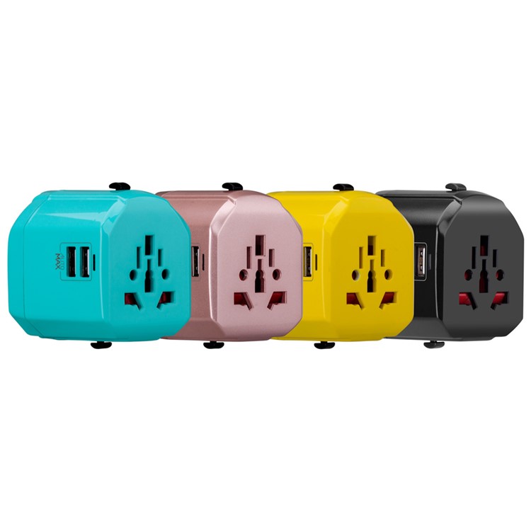MOMAX 1-World AC Dual USB Travel Adapter with EU/US/UK/AU Plugs (CE/RoHS/FCC) - Black-11