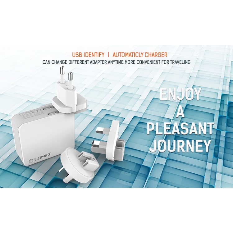 LDNIO A2203 Folding 2 Ports Wall Travel Charger for iPhone Samsung Sony - EU Plug-2