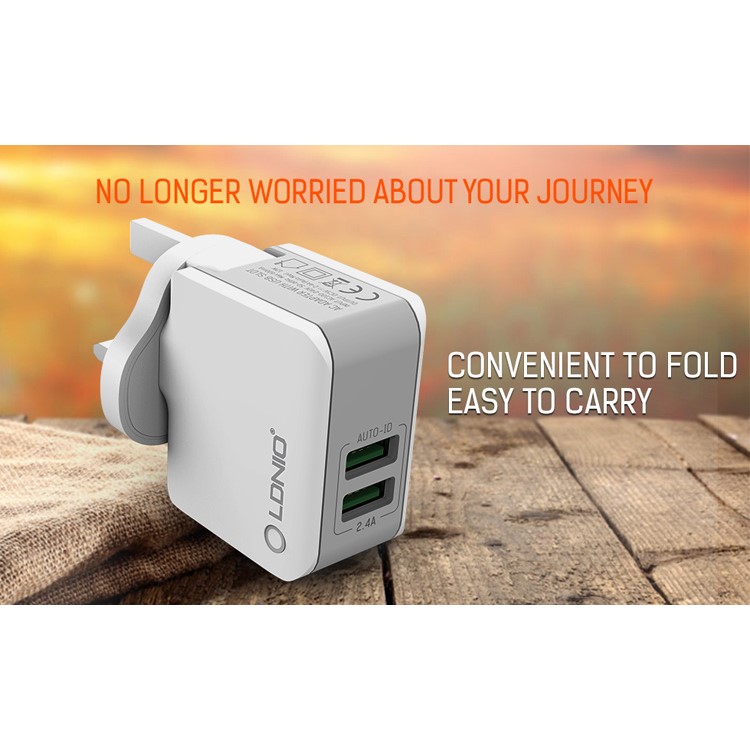 LDNIO A2203 Folding 2 Ports Wall Travel Charger for iPhone Samsung Sony - EU Plug-4