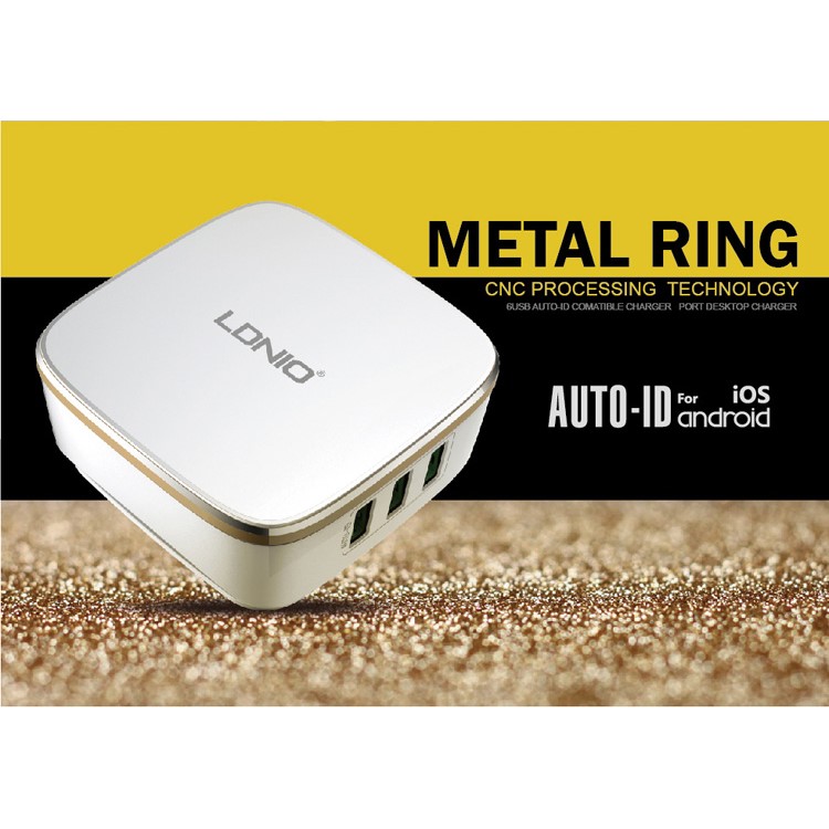 LDNIO A6704 6-port USB Quick Charge 2.0 Wall Charger CE ROHS for iPhone Samsung - EU Plug-2