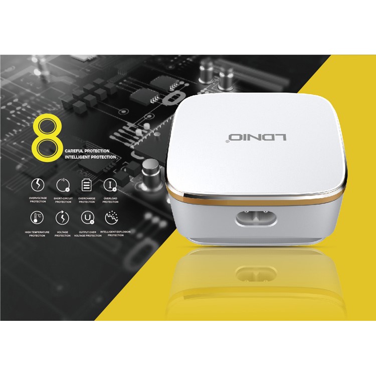LDNIO A6704 6-port USB Quick Charge 2.0 Wall Charger CE ROHS for iPhone Samsung - EU Plug-3