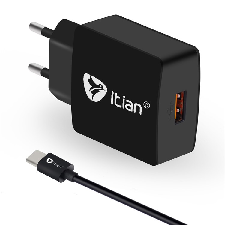 ITIAN K6 Charger Kit QC3.0 Wall Charger + USB Type-C Cable for Nintendo Switch/ Samsung Galaxy S8/S8 Plus - EU Plug-2