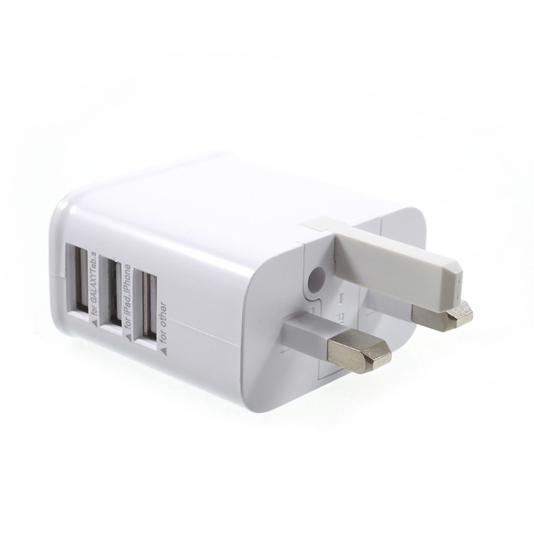 CE Certificated 5.3V 3.0A 3-USB-Port Wall Travel Charger Adapter - UK Plug-4