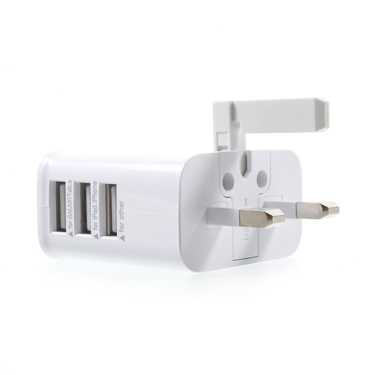 CE Certificated 5.3V 3.0A 3-USB-Port Wall Travel Charger Adapter - UK Plug-5