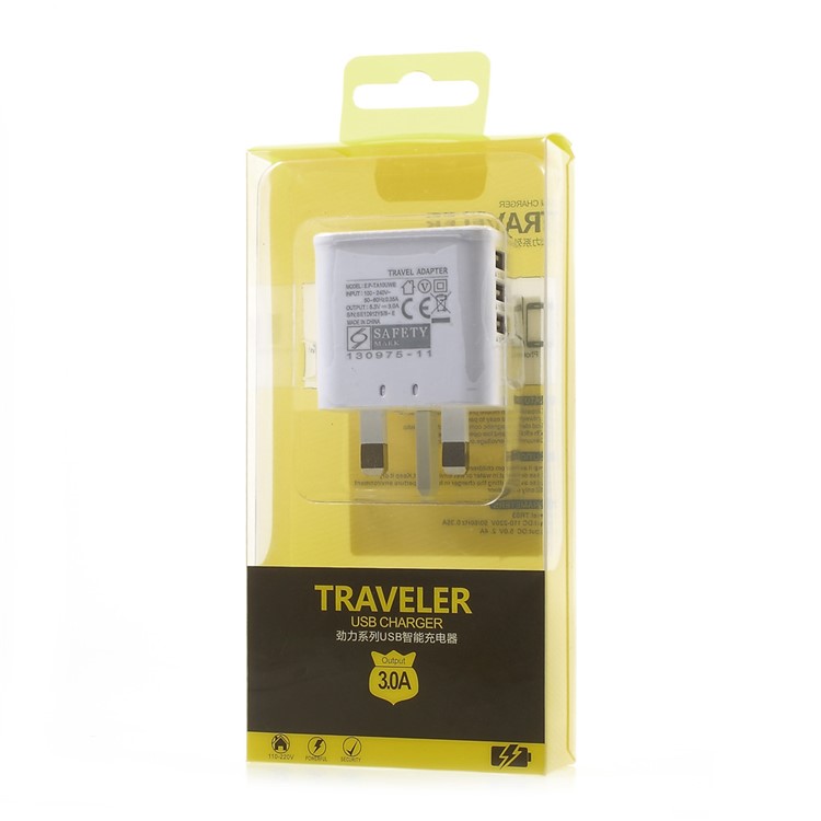 CE Certificated 5.3V 3.0A 3-USB-Port Wall Travel Charger Adapter - UK Plug-7