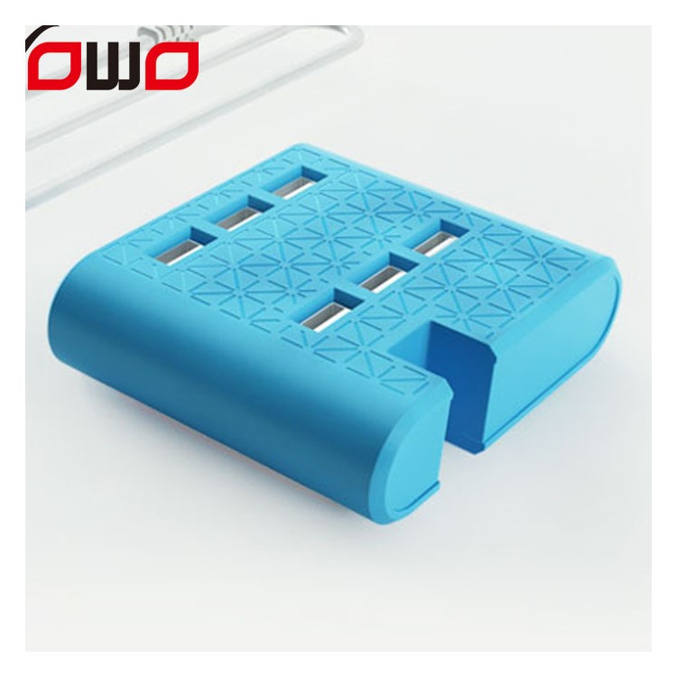 6 USB Ports Travel Home Wall Phone Tablet Holder Charger for iPhone iPad Samsung etc. - EU Plug / Blue-4