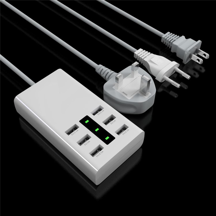 5V 7A 6-Port USB Desktop Wall Charger Travel Adapter (CE,RoHS) - UK Plug-2