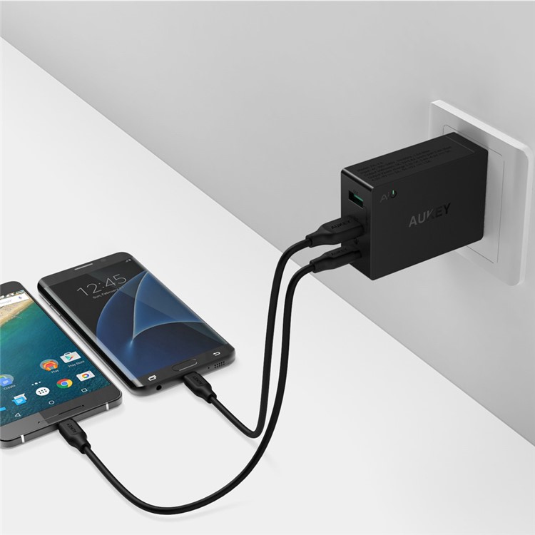 AUKEY PA-Y4 3-Port Wall Charger with USB Type-C Quick Charge 3.0 & AiPower - EU Plug-2