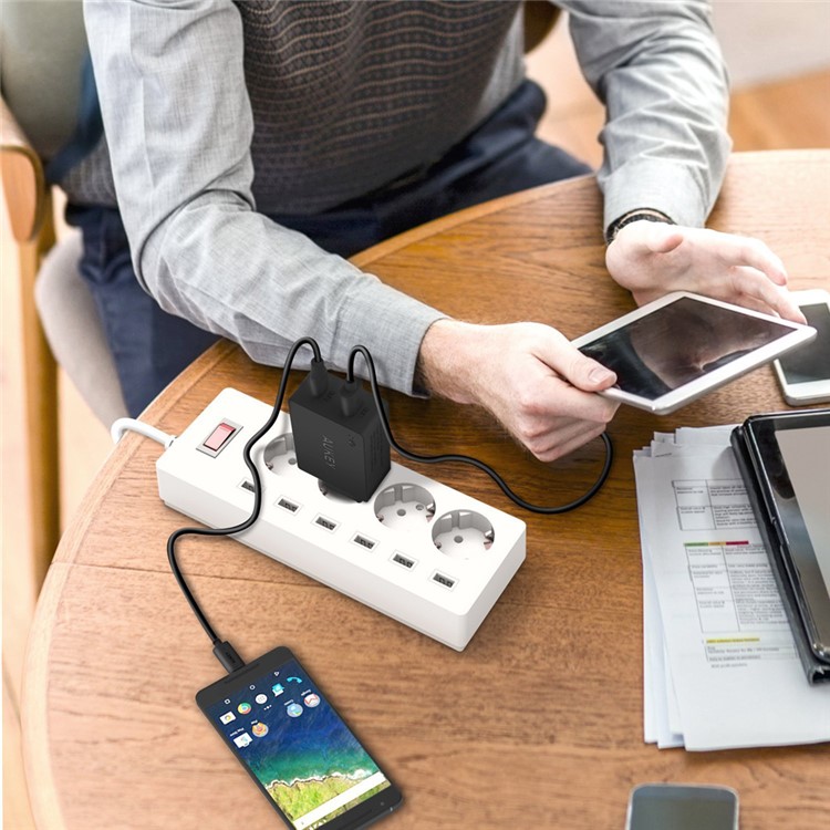 AUKEY PA-Y2 Dual USB Wall Charger with Type-C Quick Charge 3.0 & AiPower - EU Plug-4
