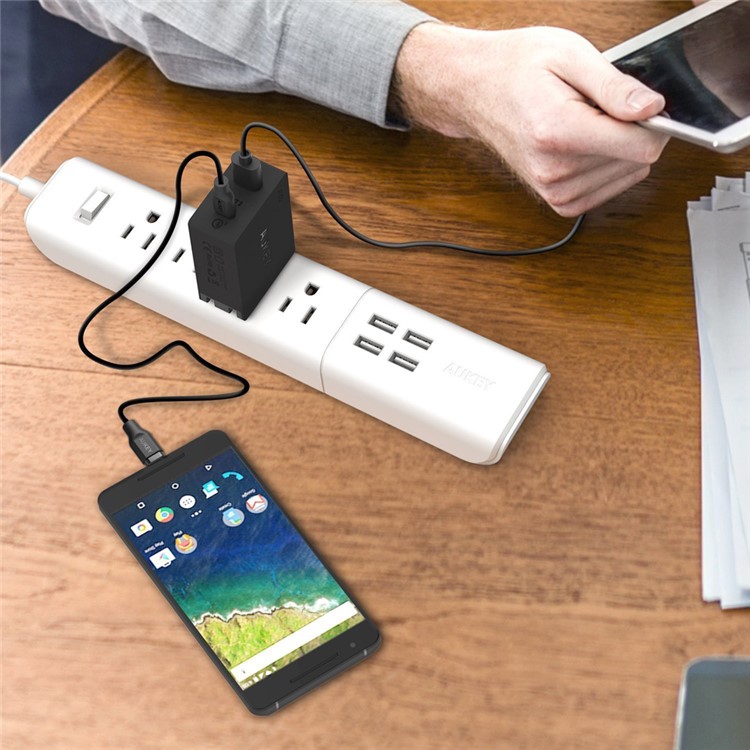 AUKEY PA-Y2 Dual USB Wall Charger with Type-C Quick Charge 3.0 & AiPower - EU Plug-5