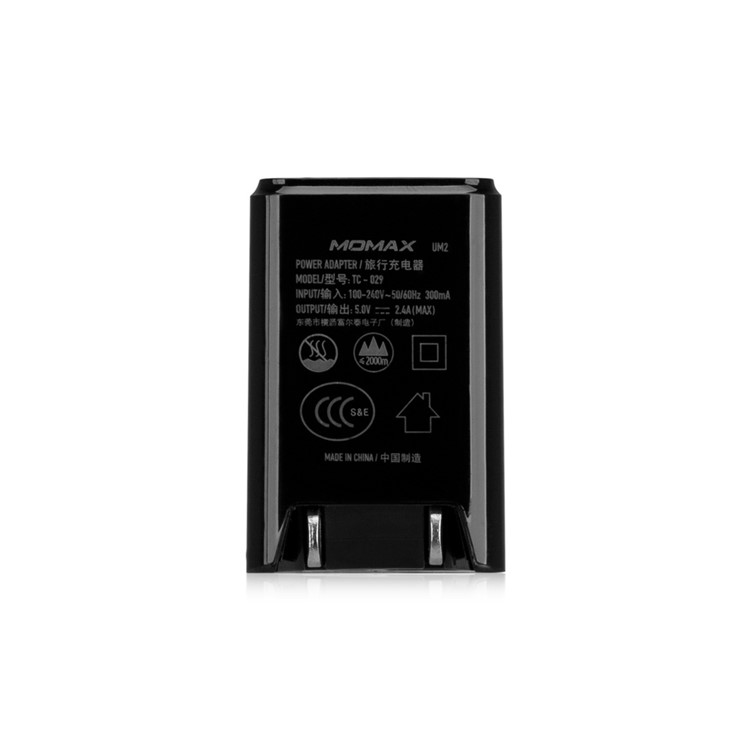 MOMAX U.Bull Junior 5V 2.4A Dual USB Travel Charger for Cellphone Tablet - Black / US Plug-5