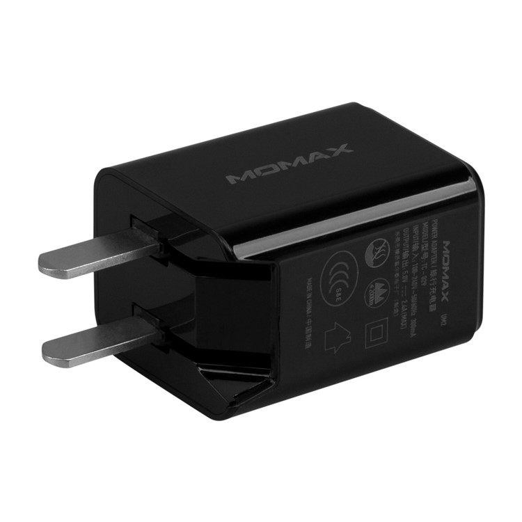 MOMAX U.Bull Junior 5V 2.4A Dual USB Travel Charger for Cellphone Tablet - Black / US Plug-8