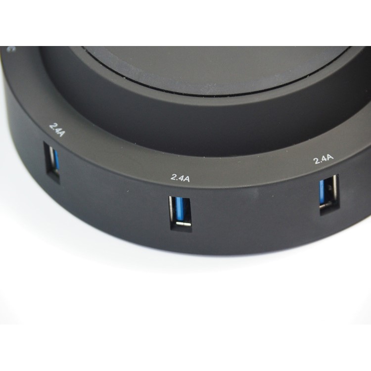 7 USB Ports + Type-C Port Qi Wireless Charging Station for Phone Tablet Etc - Black / EU Plug-12