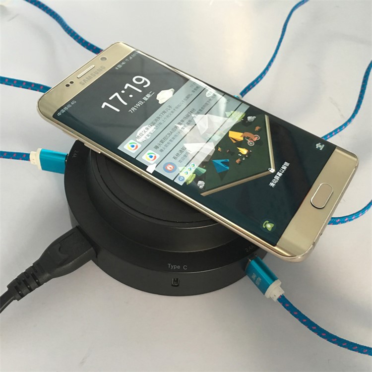 7 USB Ports + Type-C Port Qi Wireless Charging Station for Phone Tablet Etc - Black / EU Plug-16