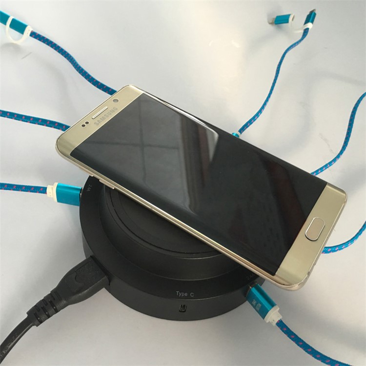 7 USB Ports + Type-C Port Qi Wireless Charging Station for Phone Tablet Etc - Black / EU Plug-17