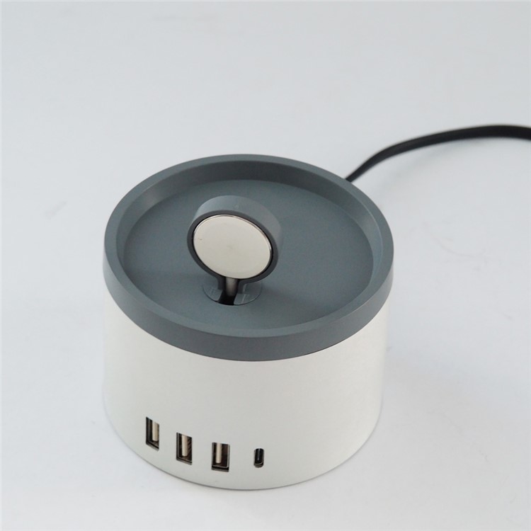 Cylinder 2.4A 4 USB 2.0 + Type-c Port Wall Charger Dock Station for Phones Tablets Apple Watch - White-10