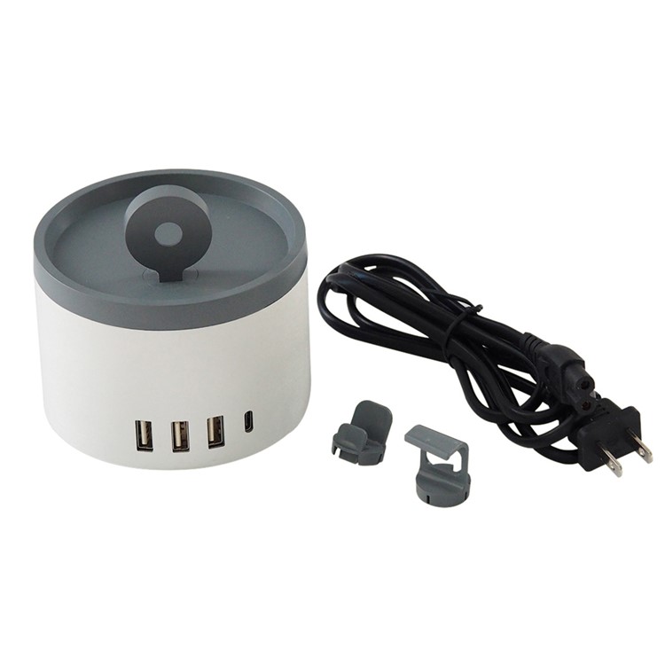 Cylinder 2.4A 4 USB 2.0 + Type-c Port Wall Charger Dock Station for Phones Tablets Apple Watch - White-2
