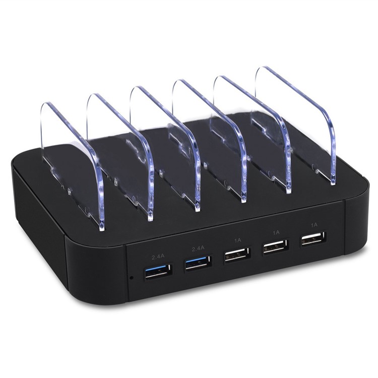 2.4A 5-Port USB Charging Station Dock for iPhone iPad Smartphone Tablet - Black / EU Plug-12