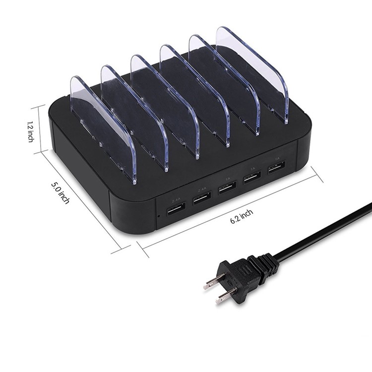 2.4A 5-Port USB Charging Station Dock for iPhone iPad Smartphone Tablet - Black / EU Plug-14
