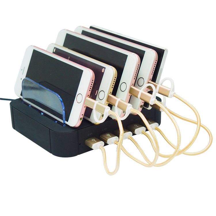 2.4A 5-Port USB Charging Station Dock for iPhone iPad Smartphone Tablet - Black / EU Plug-4
