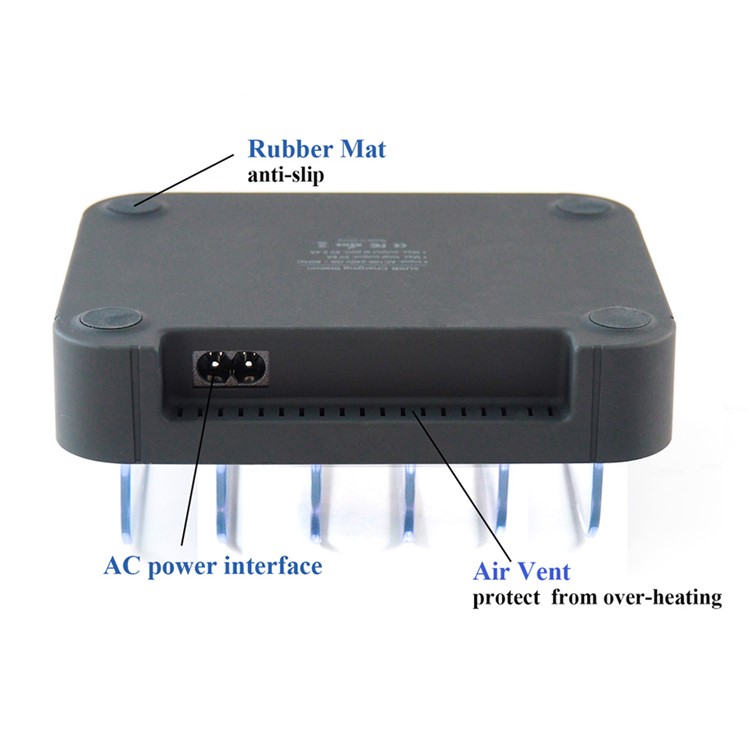 2.4A 5-Port USB Charging Station Dock for iPhone iPad Smartphone Tablet - Black / EU Plug-8