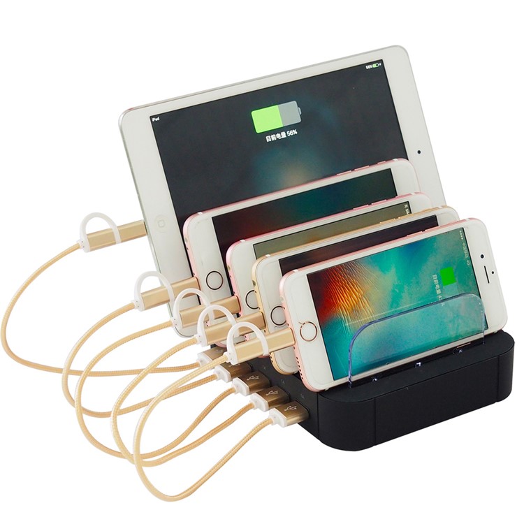 2.4A 5-Port USB Charging Station Dock for iPhone iPad Smartphone Tablet - Black / EU Plug-9