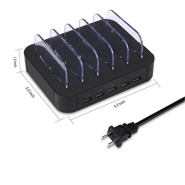 2.4A 5-Port USB Desktop Charger Dock for iPhone iPad Smartphone Tablet - Black / US Plug-14