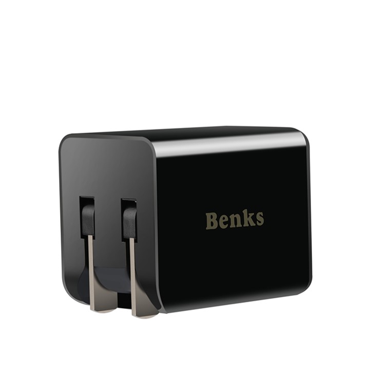 BENKS Mini 2-Port 3.4A Type-C + USB Travel Charger for New MacBook Pro/iPhone 7 Etc - Black-3